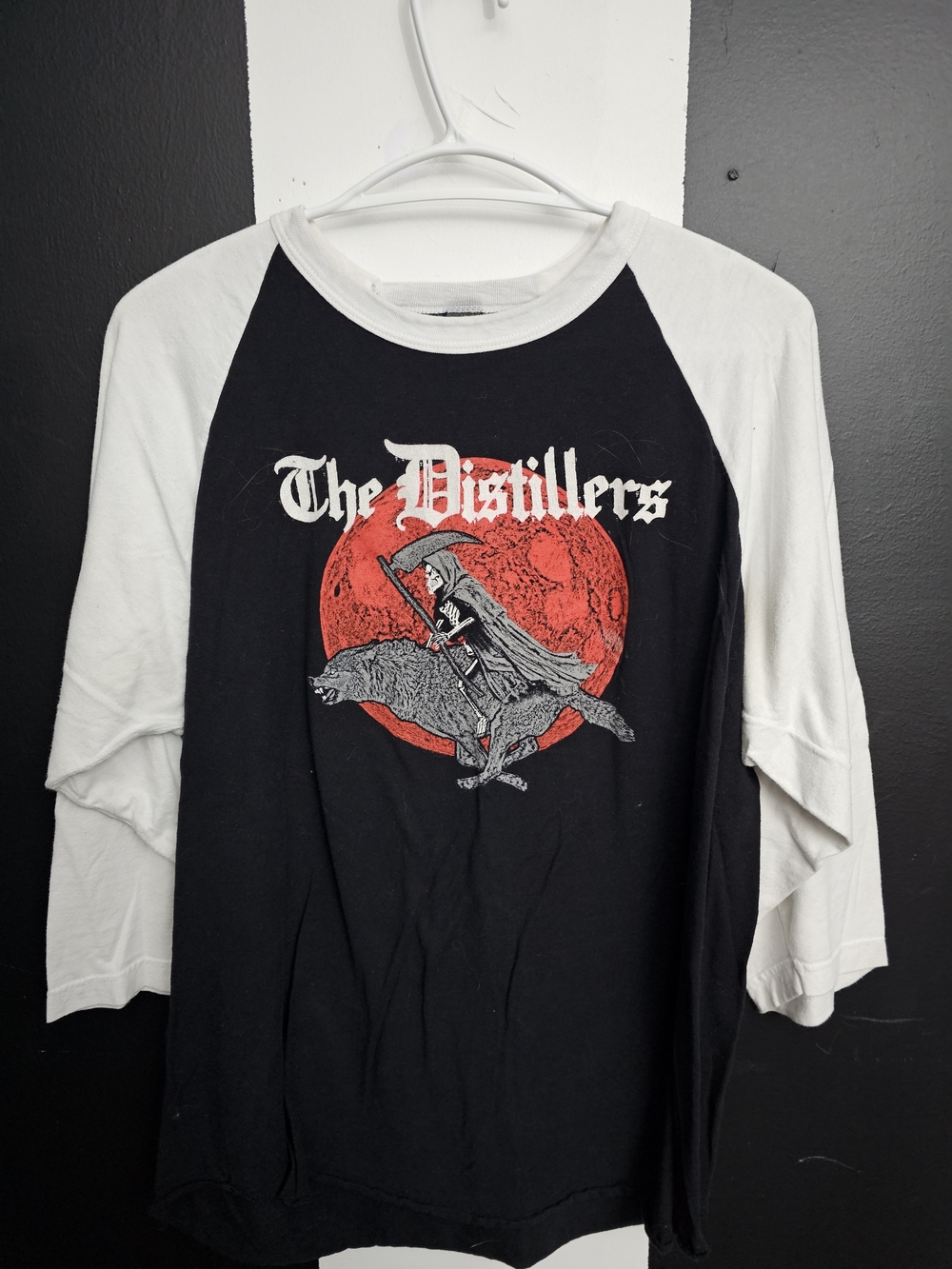 Vintage Distillers Band Black and White Raglan with Red Graphic - The Distillers